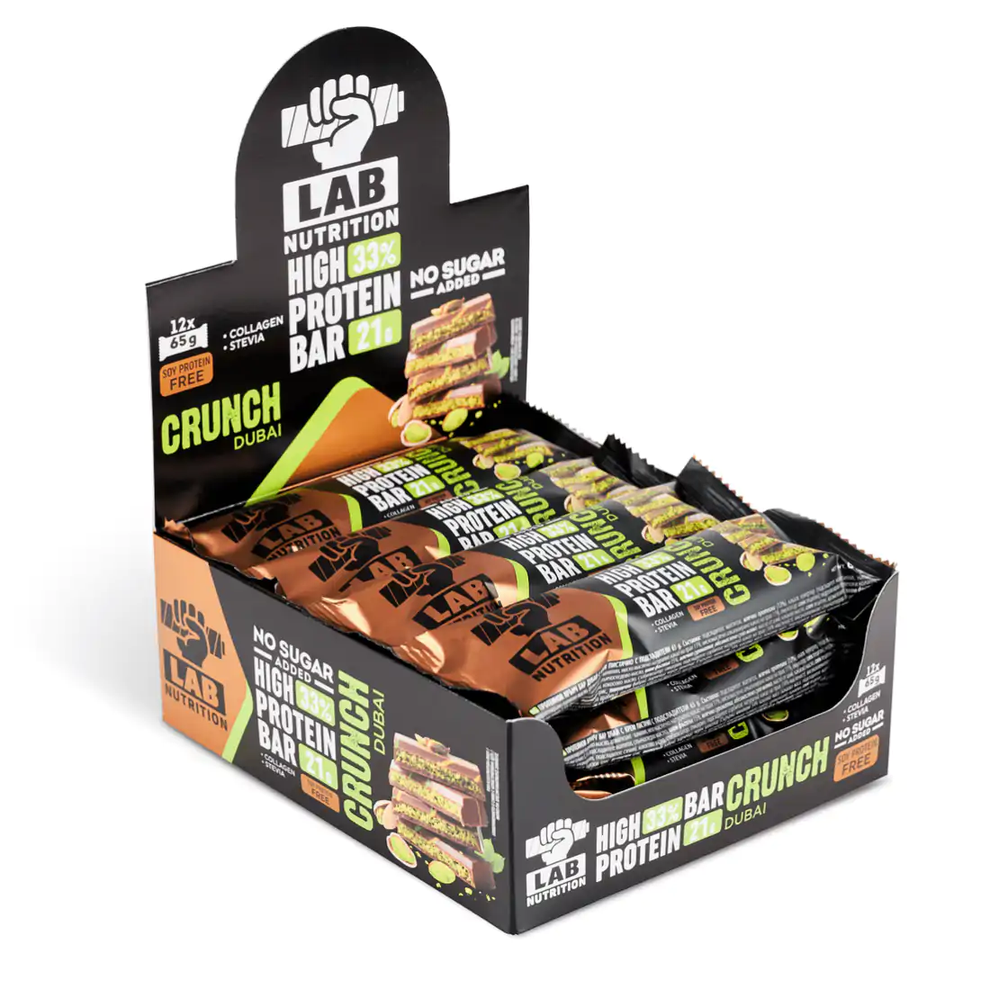 Lab Nutrition High Protein Bar Crunch Dubai baton proteinowy z 21 g białka i smakiem kremu pistacjowego