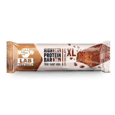 Lab Nutrition XL Chocolate baton proteinowy z 38 procent białka i 30 g białka w batonie