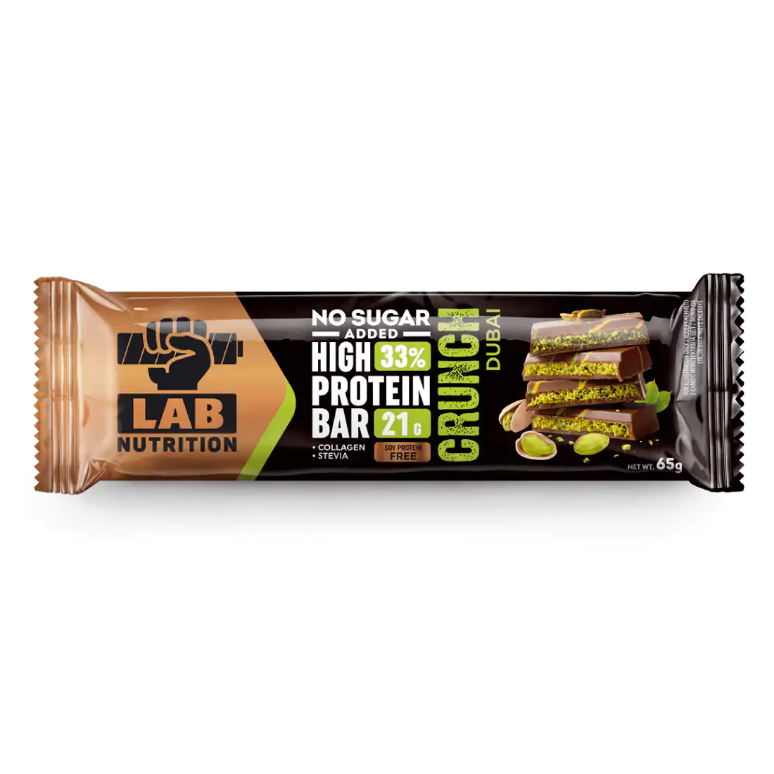 Lab Nutrition High Protein Bar Crunch Dubai baton proteinowy z 21 g białka i smakiem kremu pistacjowego