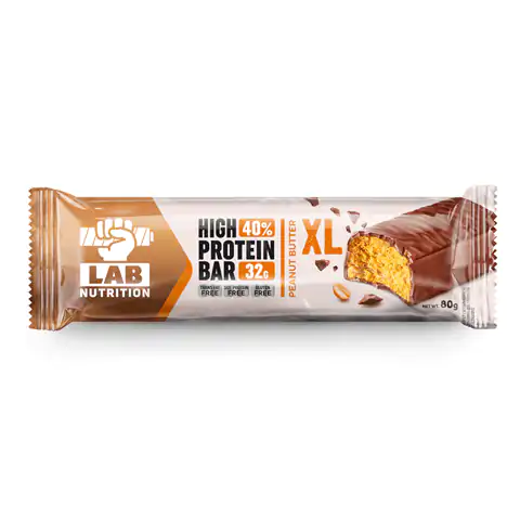 Lab Nutrition XL Peanut Butter baton proteinowy z 40 procent białka i 32 g białka w batonie